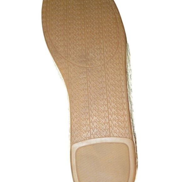 Michael Kors Lolita Silver Metallic Leather Pom Pom Espadrilles size 9.5 Slip On - Picture 6 of 10